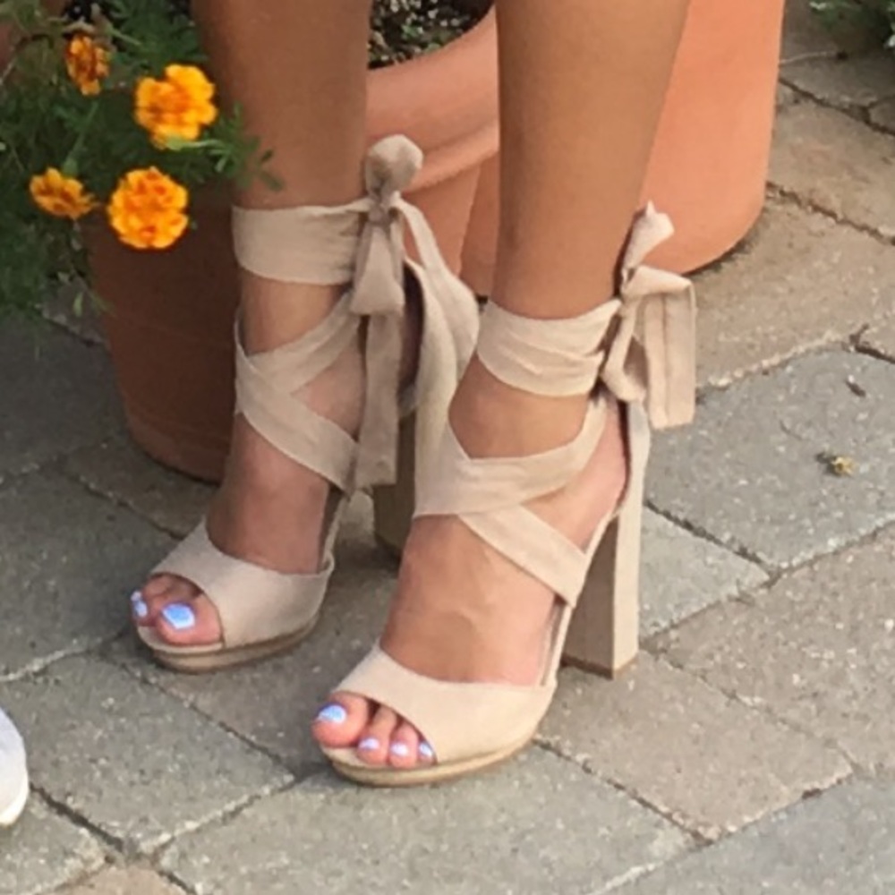 Lace up high heels